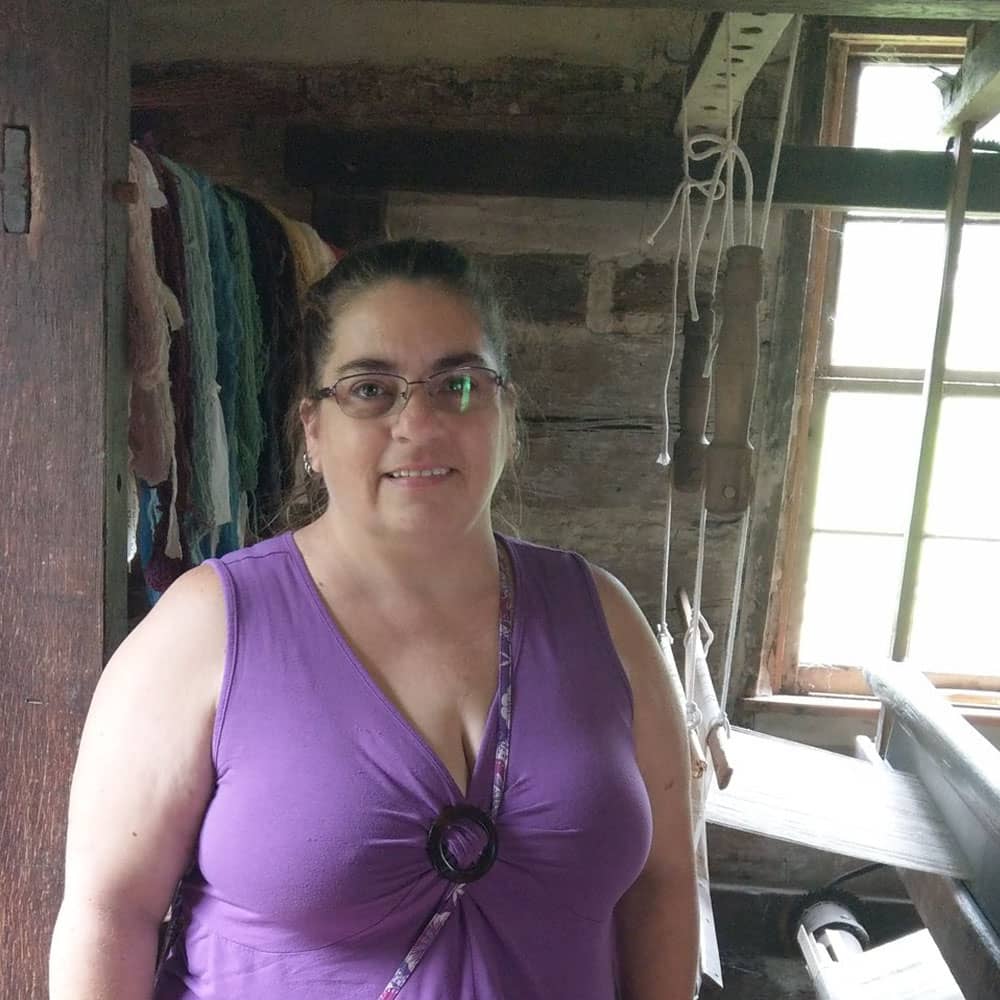 Jean with a traditional loom