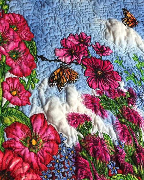 Very intricate long arm stitch painting