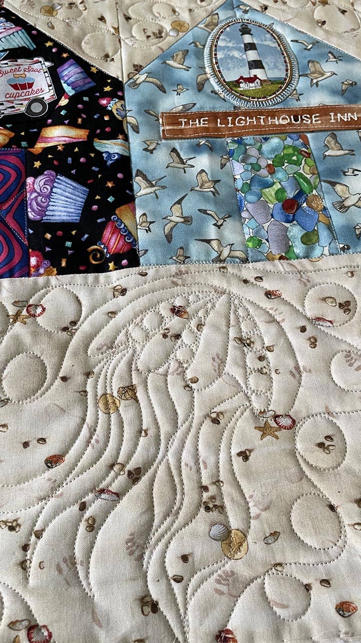A jellyfish design accents a beach motif