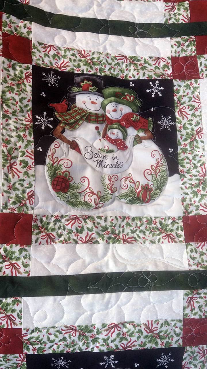 swirls and holly leaves add a seasonal touch and enhance fabric motifs